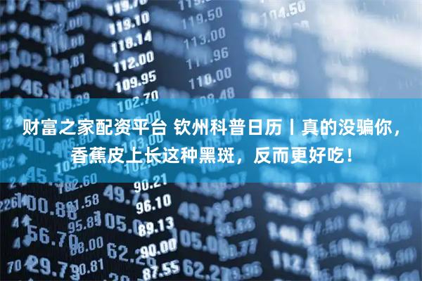 财富之家配资平台 钦州科普日历丨真的没骗你，香蕉皮上长这种黑斑，反而更好吃！